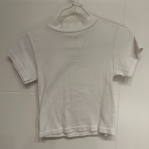White Mock Neck Baby Tee - Picture 2 of 4